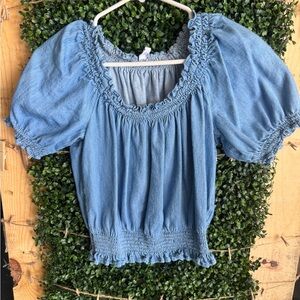Blue Smocked Women's Top